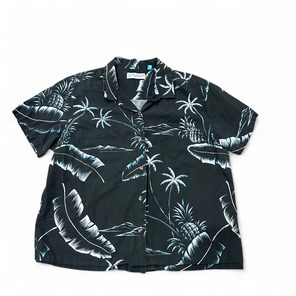 Tori Richard Black Tropical Print Shirt
